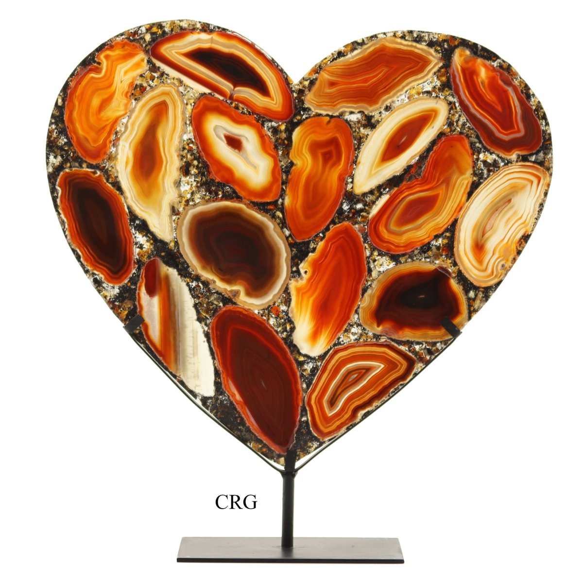 Natural Agate Resin Heart on Metal Base 10 to 12 inches