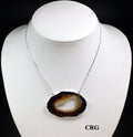 Natural Agate Slice Necklace with Silver Plating (16 Inches) (1 Piece)