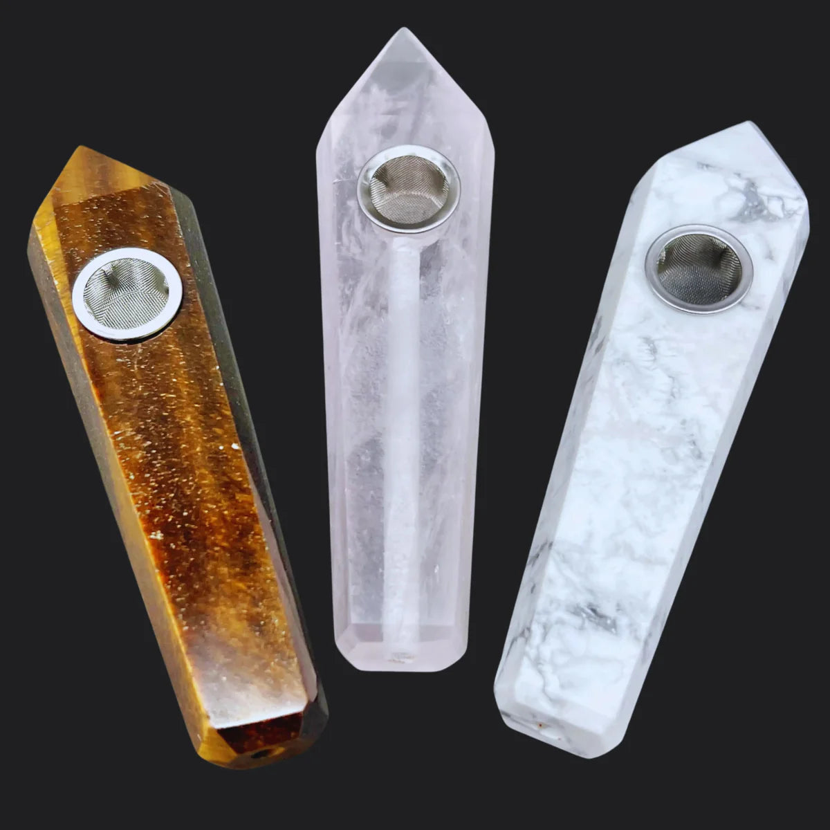 Natural Gemstone Smoking Pipes (3 Piece)