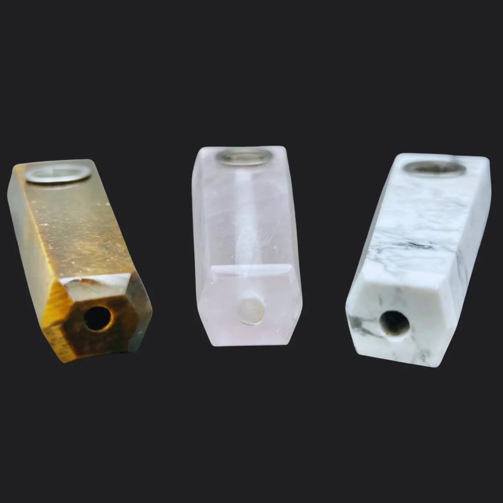 Natural Gemstone Smoking Pipes (3 Piece)