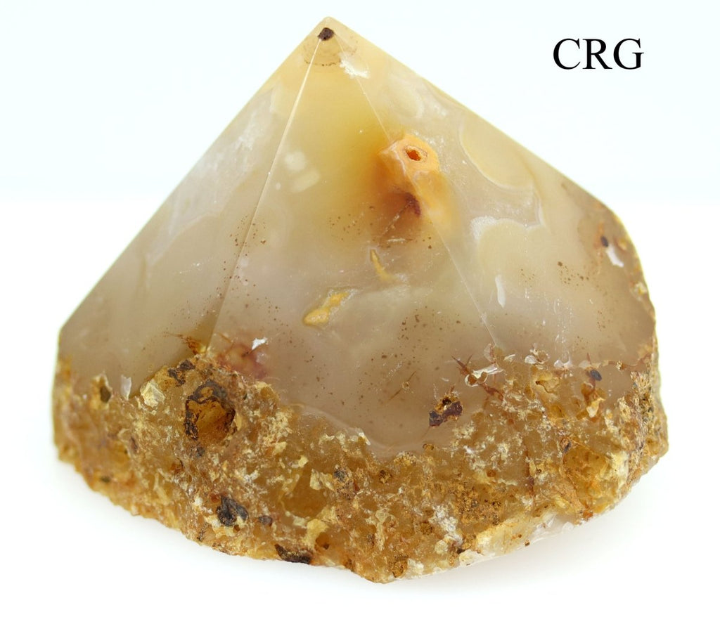 Natural Top Polished Agate Point with Cut Base (1 Point) Size 3 to 5 Inches Crystal Decor