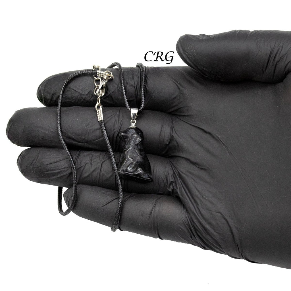 Obsidian Figurine Necklaces on Black Cord (10 Inches) (3 Pieces)