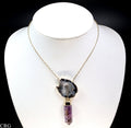 Oco Geode Slice Necklace with Amethyst Point and Gold Plating (24 Inches) (1 Piece)