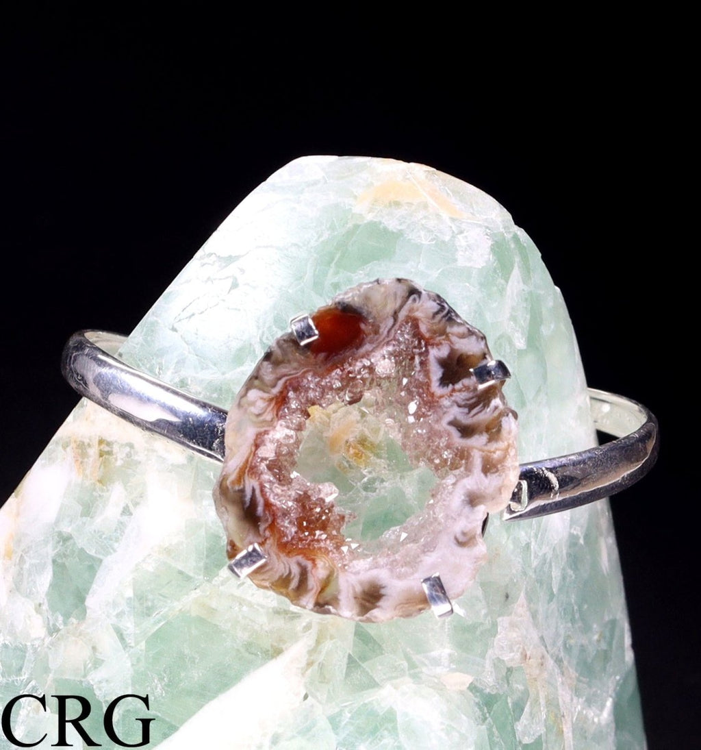 Oco Geode Slice Adjustable Cuff Bracelet Silver Plated (2.75 Inches) (1 Piece)