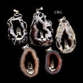 Oco Geode Slice and Quartz Point Pendant with Silver Plating (1.5 To 2 Inches) (4 Pieces)