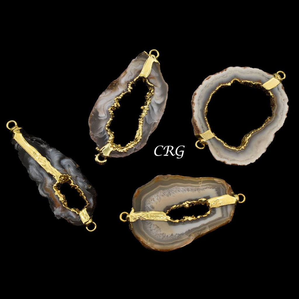 Oco Geode Slice Connector with Gold Plating Inside (1 Piece) Size 40 to 50 mm Crystal Jewelry Charm