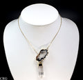 Oco Geode Slice Necklace with Clear Quartz Point and Gold Plating (24 Inches) (1 Piece)