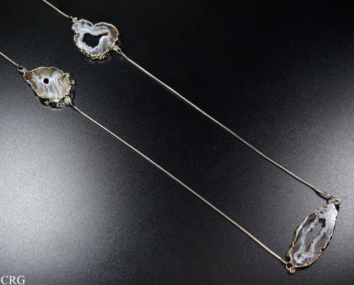 Oco Geode Triple Slice Necklace with Gold Plating (32 Inches) (1 Piece)