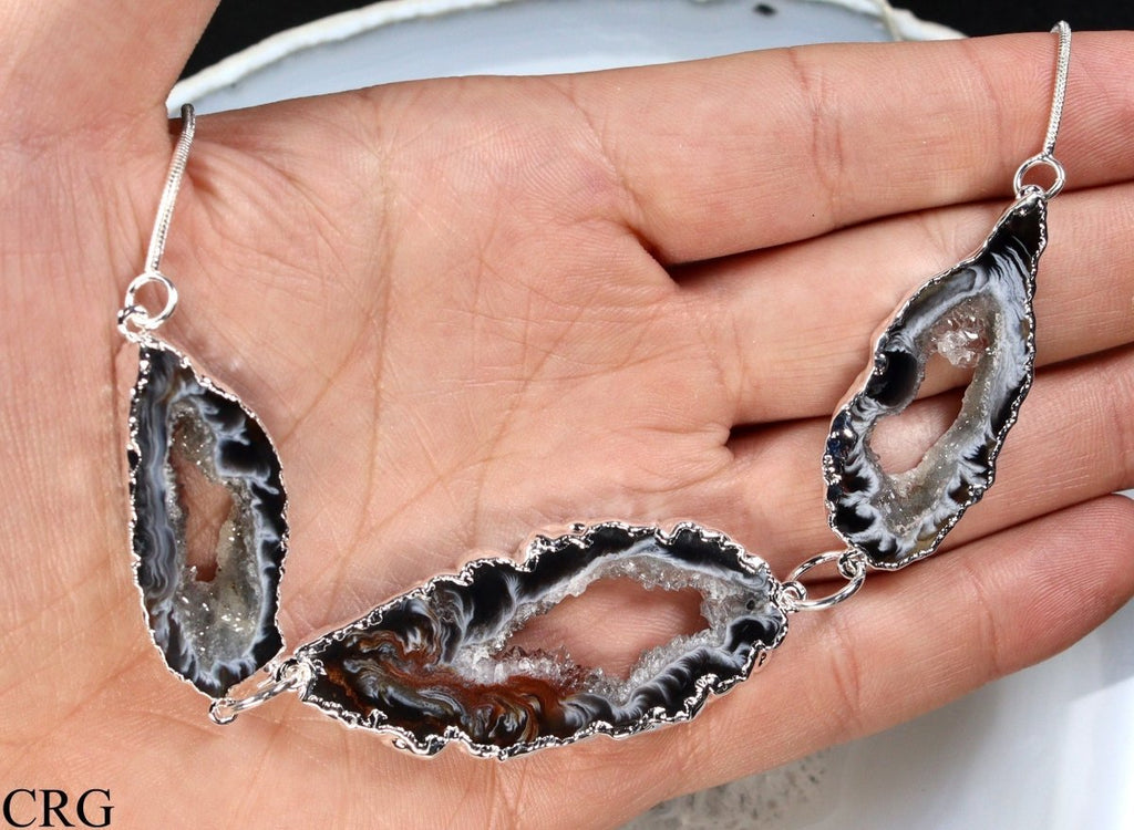 Oco Geode Linked Slice Necklace with Silver Plating (24 Inches) (1 Piece)