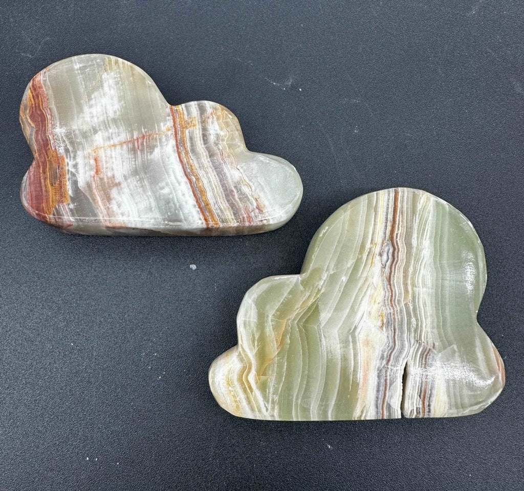 Onyx Green Banded Clouds (1 Kilogram) Size 1.5 to 3.5 Inches Polished Standing Gemstone Shapes