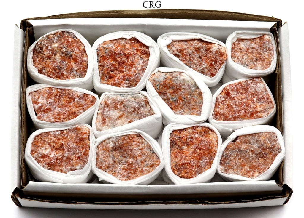 Orange Calcite Rough Brazilian Rock Small Flat (12 Pieces) Size 1.25 to 2.5 Inches Bulk Wholesale Lot