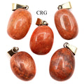 Orange Jasper Tumbled Pendant with Gold Bail (1 Piece) Size 1 to 2 Inches Crystal Jewelry Charm (INJD)