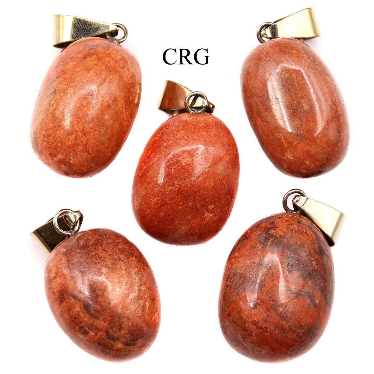 Orange Jasper Tumbled Pendant with Gold Bail (1 Piece) Size 1 to 2 Inches Crystal Jewelry Charm (INJD)