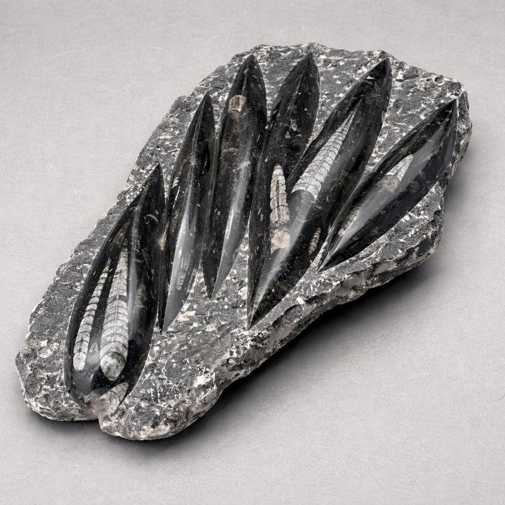 Orthoceras Fossil Plate Slab (1 Piece) Size 11 to 12 Inches Crystal Gemstone Home Decor