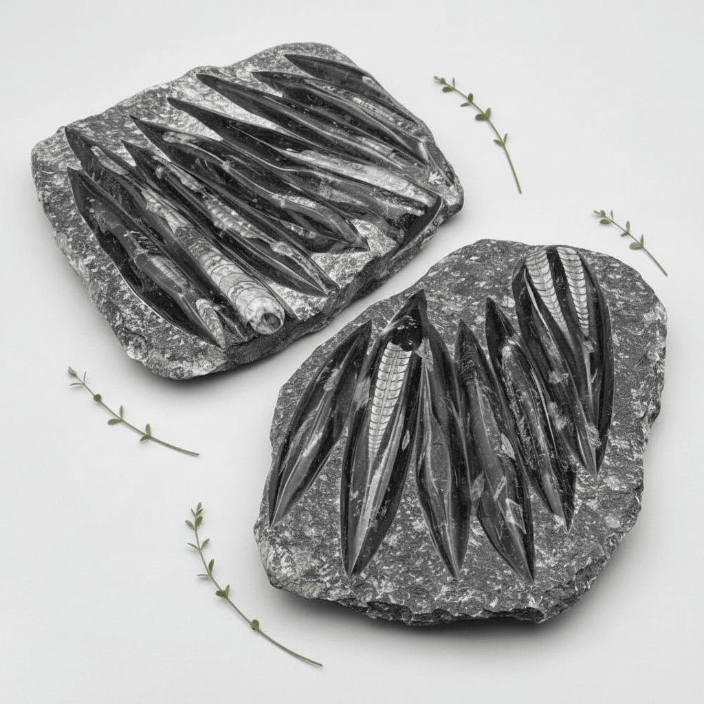 Orthoceras Fossil Plate Slab (1 Piece) Size 11 to 12 Inches Crystal Gemstone Home Decor