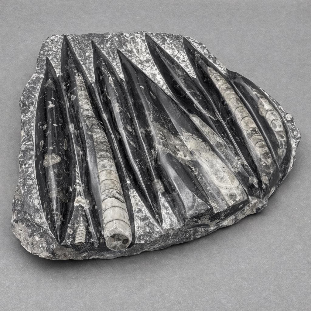 Orthoceras Fossil Plate Slab (1 Piece) Size 11 to 12 Inches Crystal Gemstone Home Decor