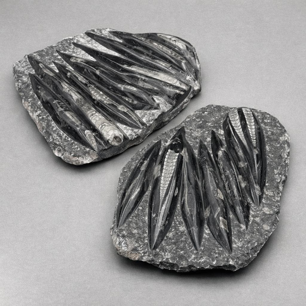 Orthoceras Fossil Plate Slab (1 Piece) Size 11 to 12 Inches Crystal Gemstone Home Decor
