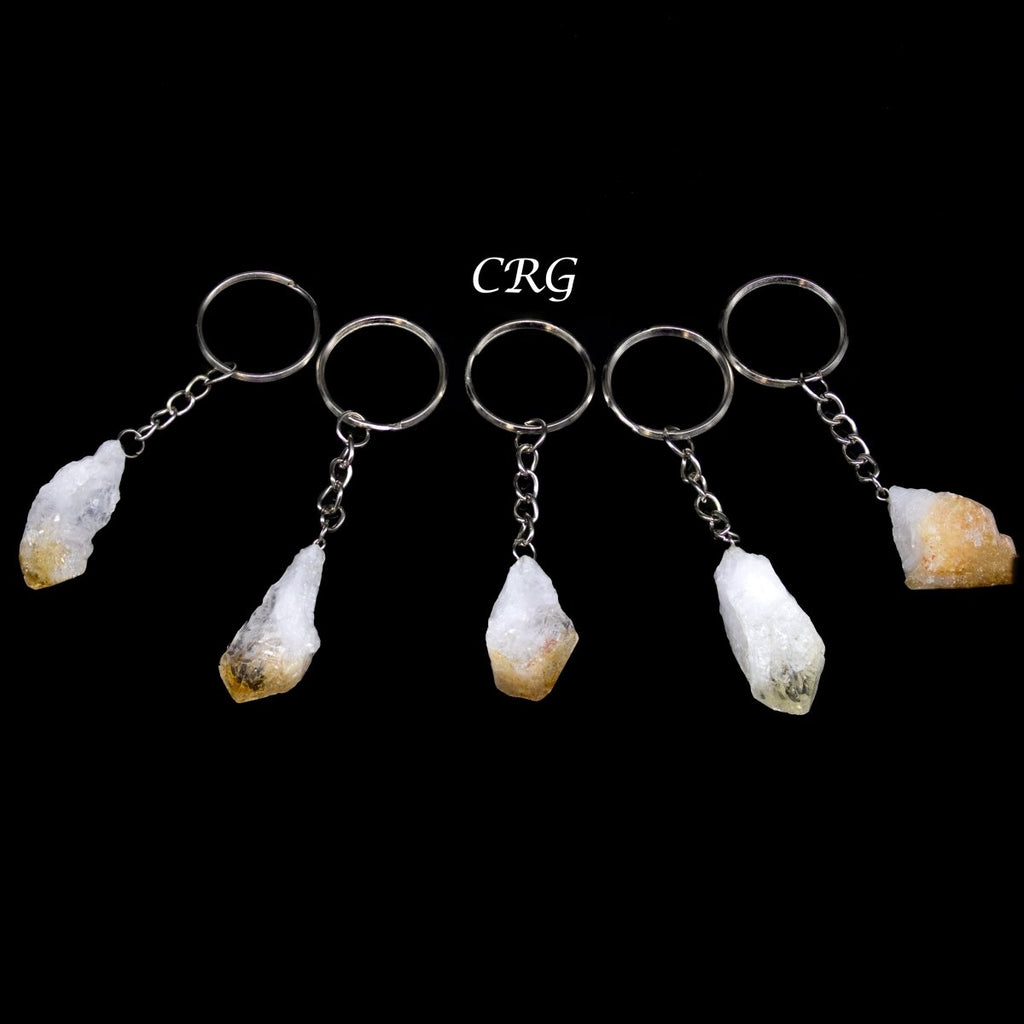 Citrine Raw Point Gemstone Keychains (1 To 1.5 Inches) (5 Pieces)