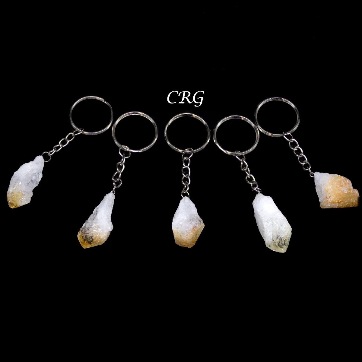 Citrine Raw Point Gemstone Keychains (1 To 1.5 Inches) (5 Pieces)