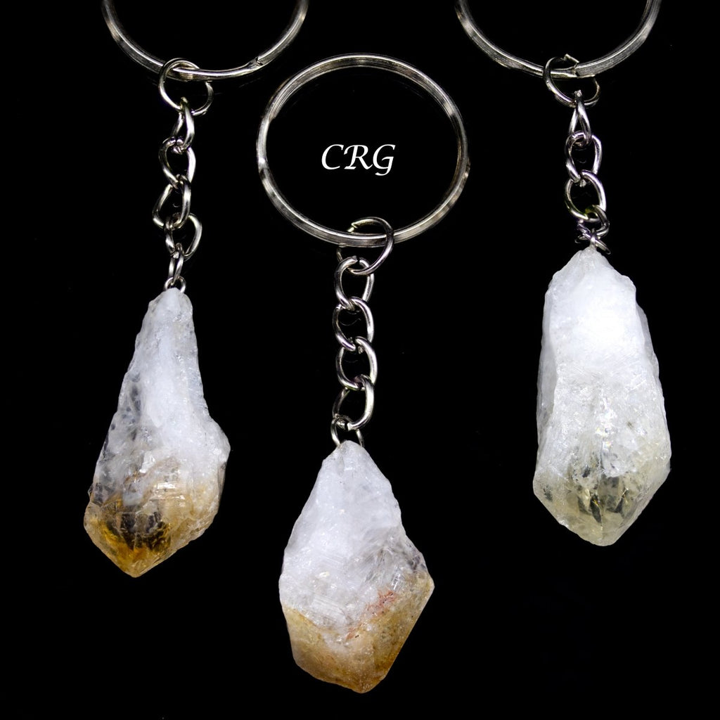 Citrine Raw Point Gemstone Keychains (1 To 1.5 Inches) (5 Pieces)