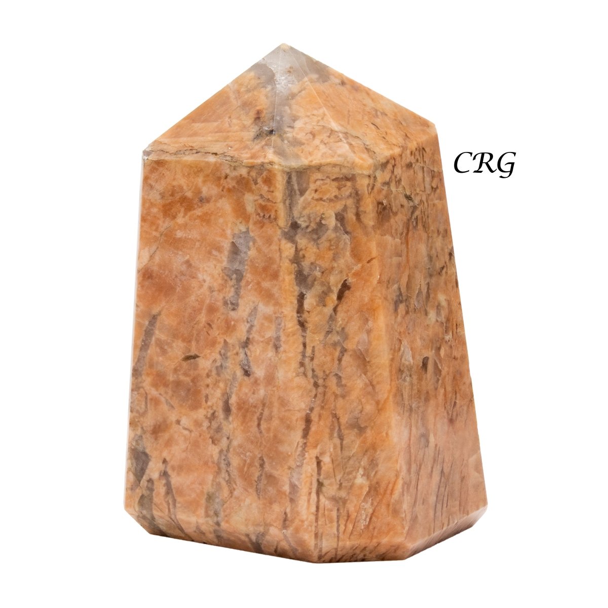 Peach Moonstone Point (1 Piece) Size 3 to 5 Inches Faceted Standing Crystal Tower