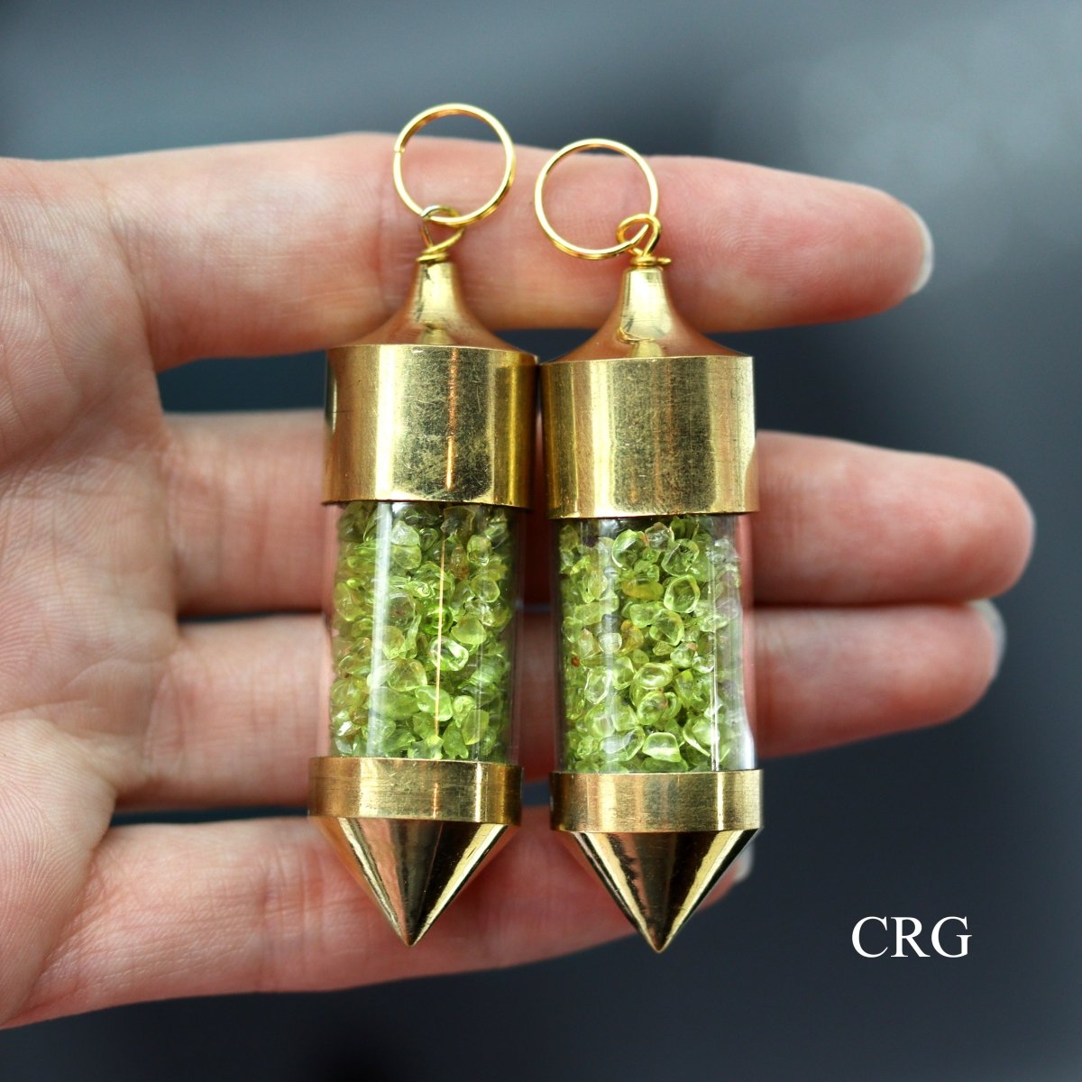 Peridot Cylinder Bottle Pendant (SET OF 2)