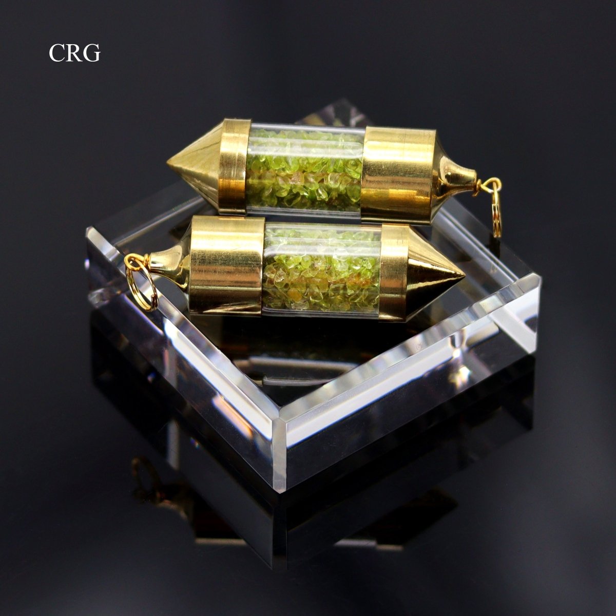 Peridot Cylinder Bottle Pendant (SET OF 2)