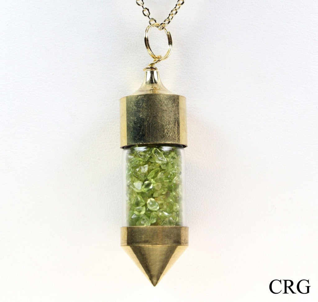 Peridot Cylinder Bottle Pendant (SET OF 2)