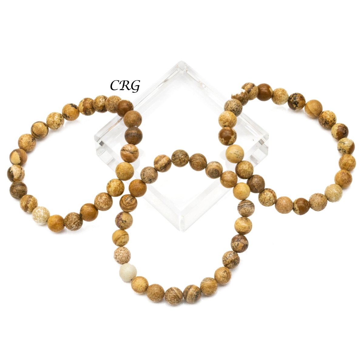 Picture Jasper Bracelet (1 Piece) Size 8 mm Crystal Bead Stretch Jewelry