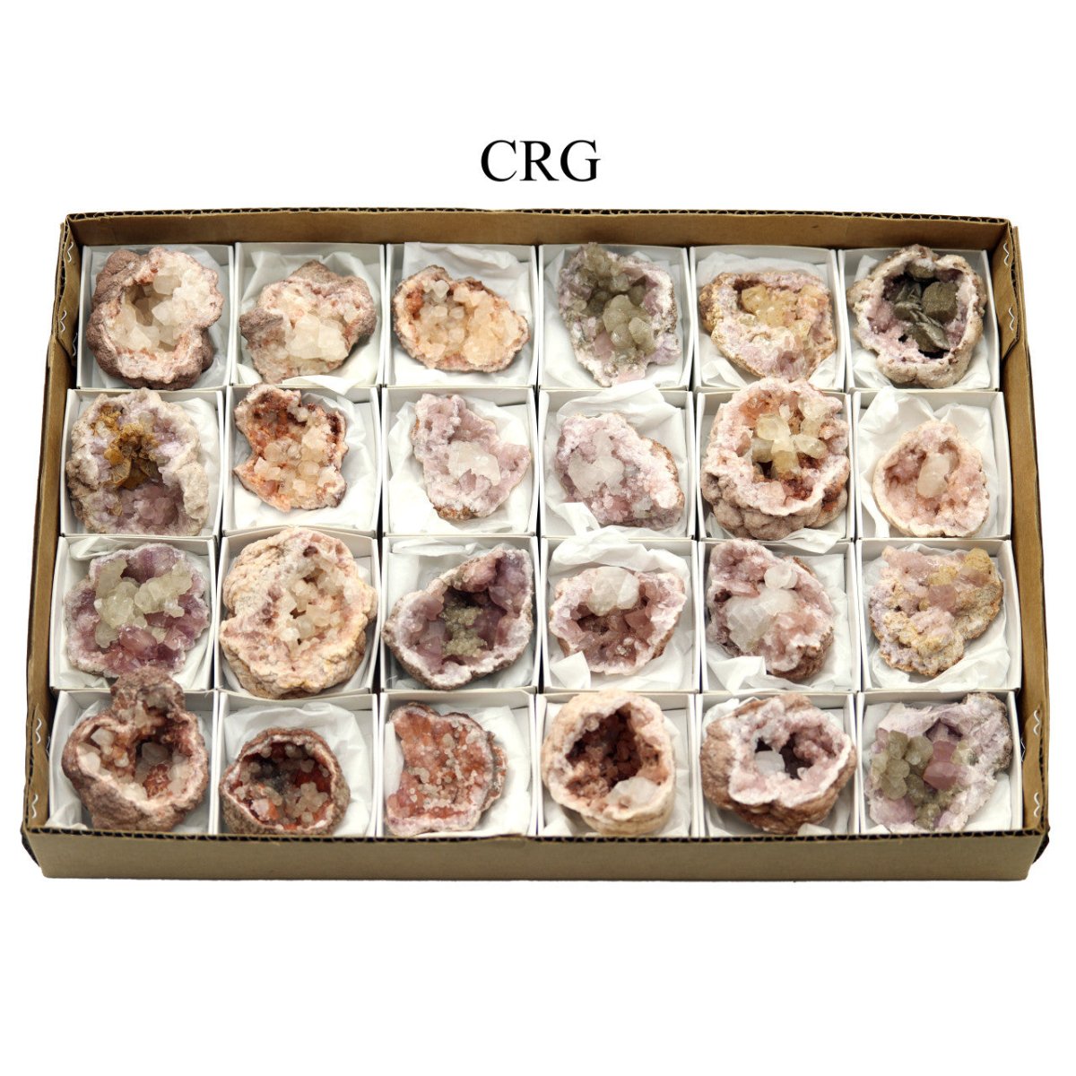 Pink Amethyst with Calcite Inclusions / 2-4" AVG - 24 PIECE FLAT