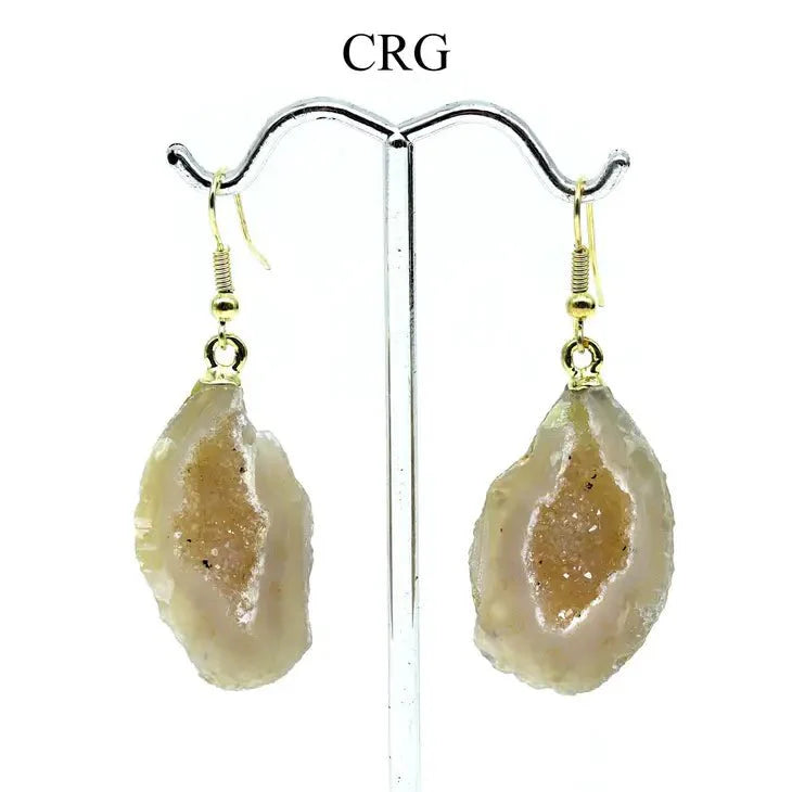 Plain Geode Half Earrings w/ Silver Earwire