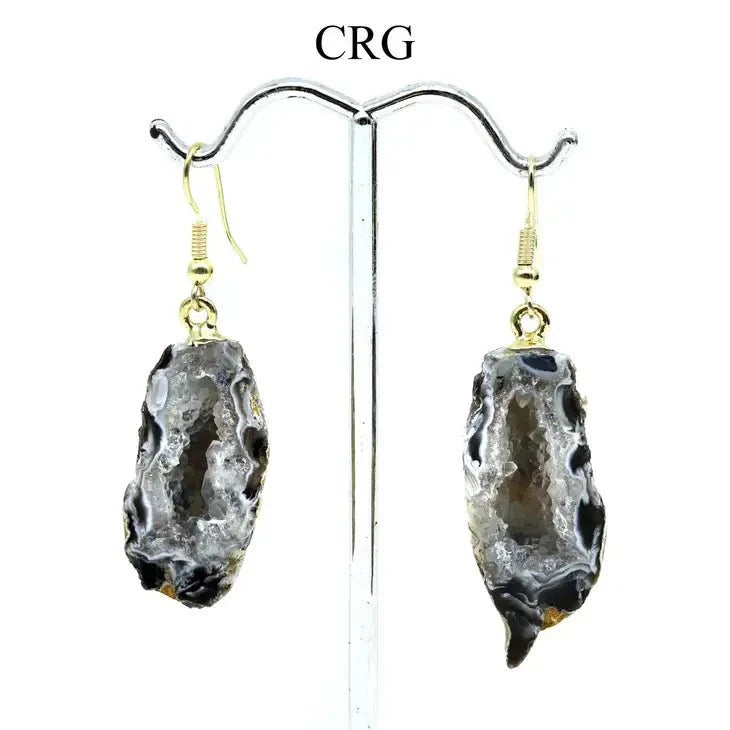 Plain Geode Half Earrings w/ Silver Earwire