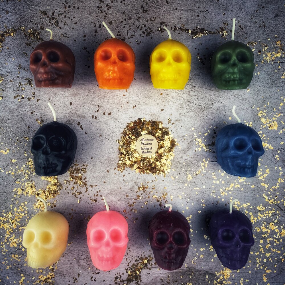 Beeswax Small Skull Spell Candle - Mind Influence & Ancestral Wisdom Magic