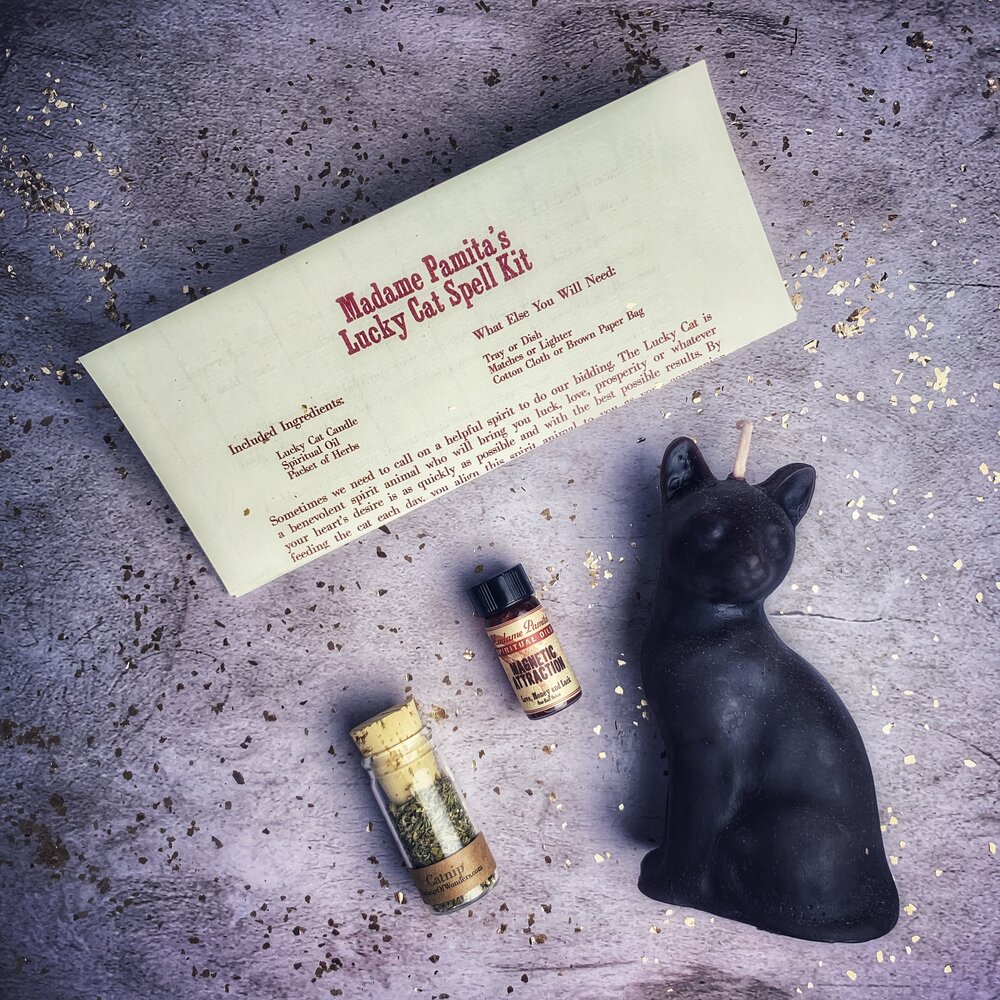 Lucky Cat Candle Spell Kit - Fast Action & Manifestation Magic