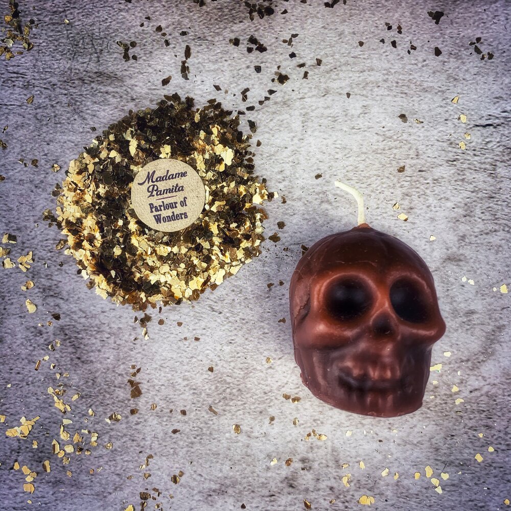 Beeswax Small Skull Spell Candle - Mind Influence & Ancestral Wisdom Magic