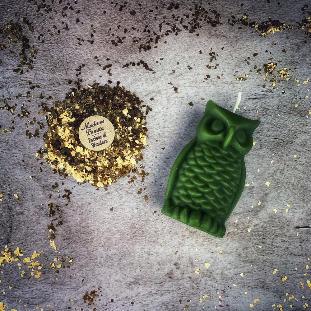 Beeswax Wise Owl Spell Candle - Wisdom & Psychic Awareness Magic