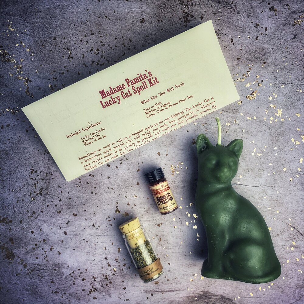 Lucky Cat Candle Spell Kit - Fast Action & Manifestation Magic