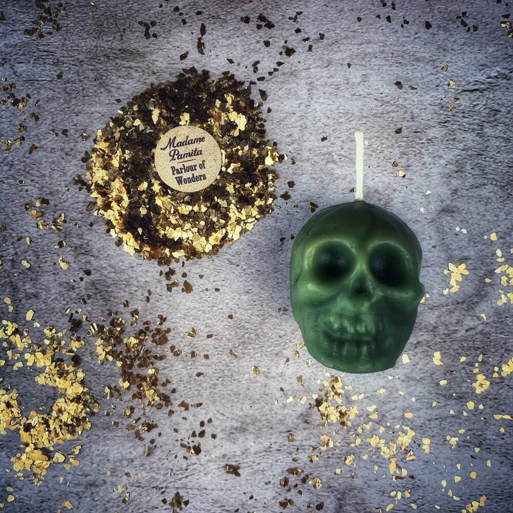 Beeswax Small Skull Spell Candle - Mind Influence & Ancestral Wisdom Magic