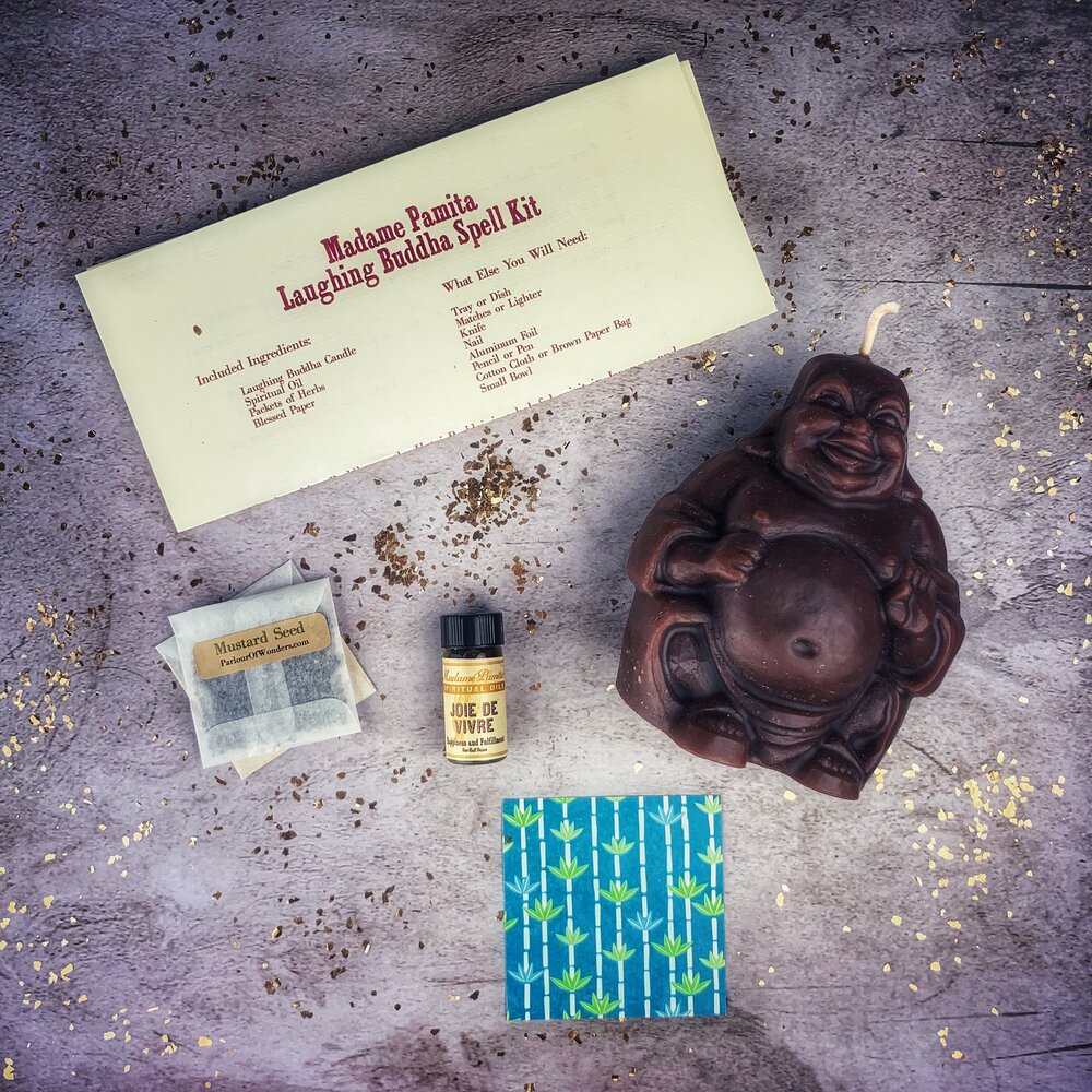Laughing Buddha Abundance Candle Spell Kit - Wealth, Luck & Prosperity Magic
