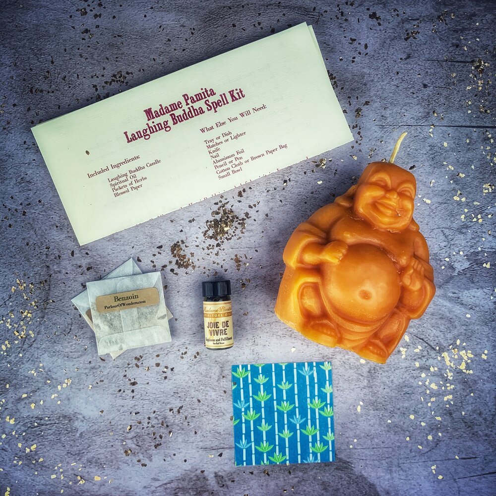 Laughing Buddha Abundance Candle Spell Kit - Wealth, Luck & Prosperity Magic