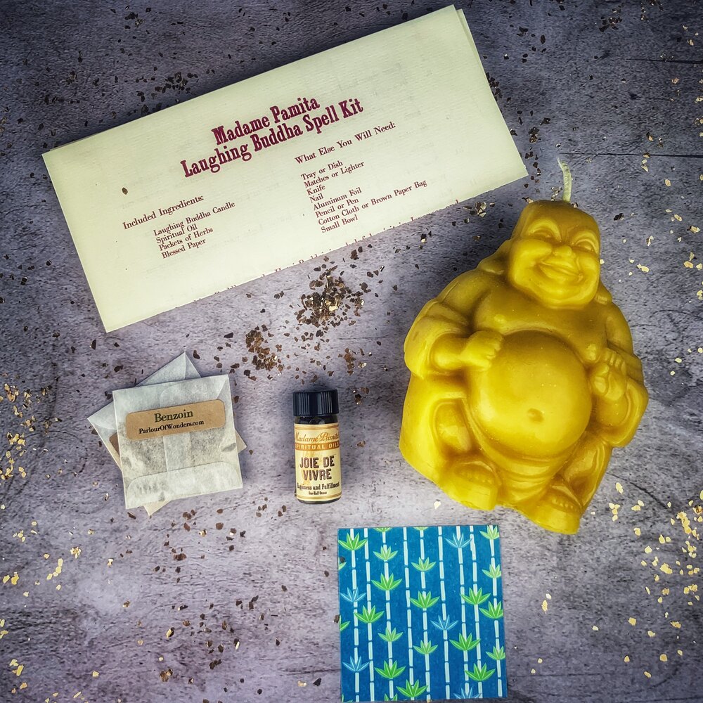 Laughing Buddha Abundance Candle Spell Kit - Wealth, Luck & Prosperity Magic