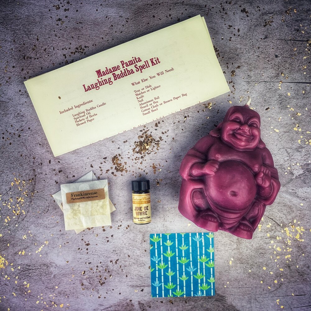 Laughing Buddha Abundance Candle Spell Kit - Wealth, Luck & Prosperity Magic