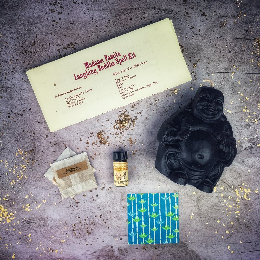Laughing Buddha Abundance Candle Spell Kit - Wealth, Luck & Prosperity Magic