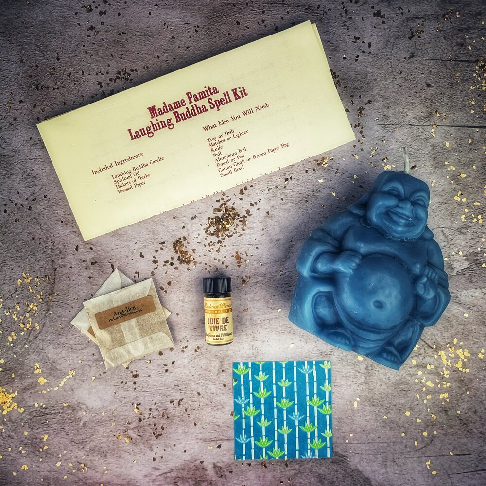 Laughing Buddha Abundance Candle Spell Kit - Wealth, Luck & Prosperity Magic