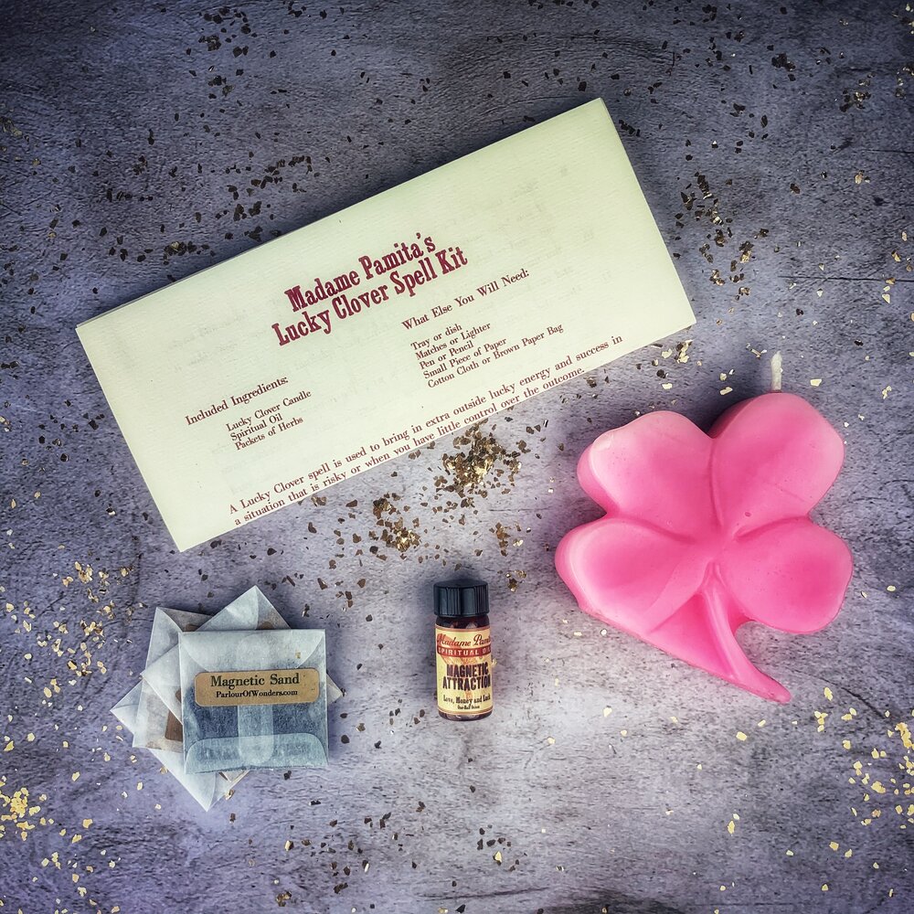 Lucky Clover Candle Spell Kit - Good Fortune & Lucky Breaks