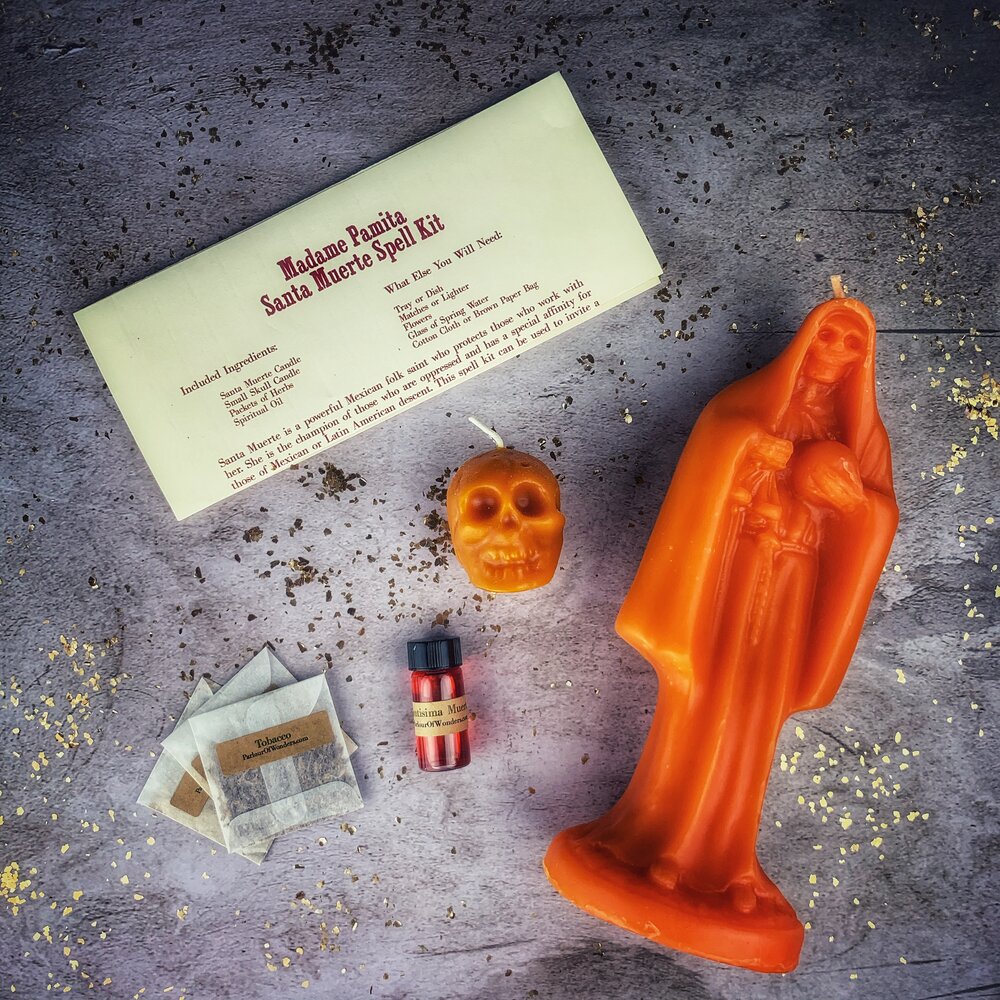 Santa Muerte Candle Spell Kit - Sacred Folk Saint Devotion & Protection