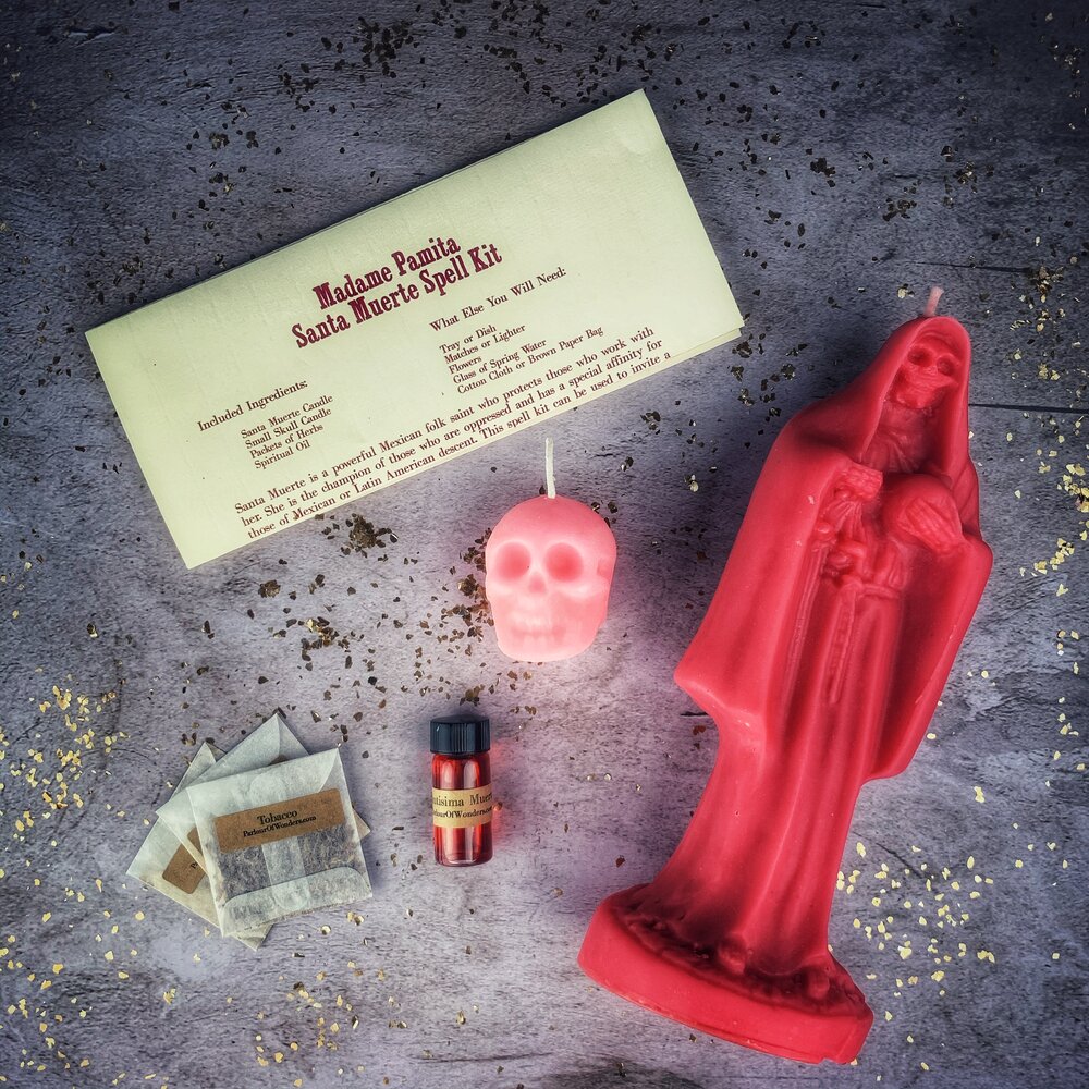 Santa Muerte Candle Spell Kit - Sacred Folk Saint Devotion & Protection