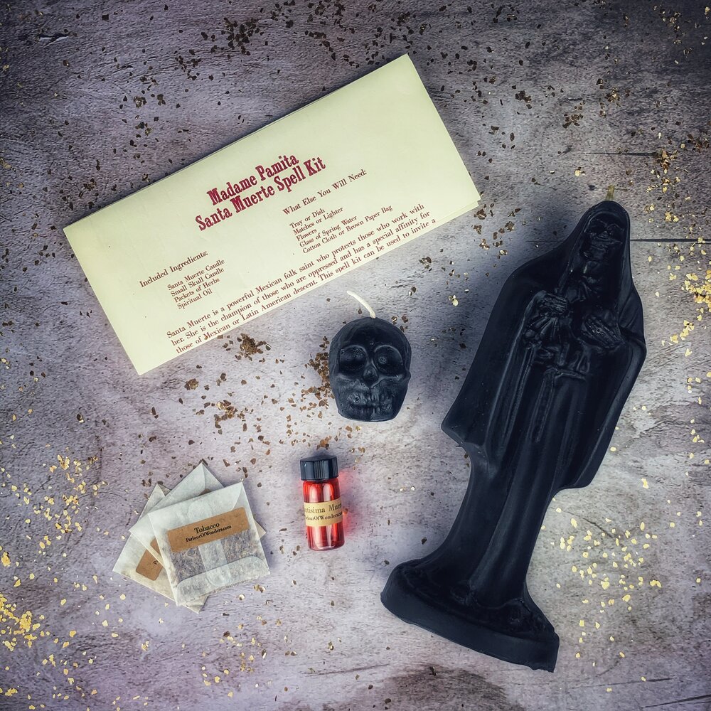 Santa Muerte Candle Spell Kit - Sacred Folk Saint Devotion & Protection