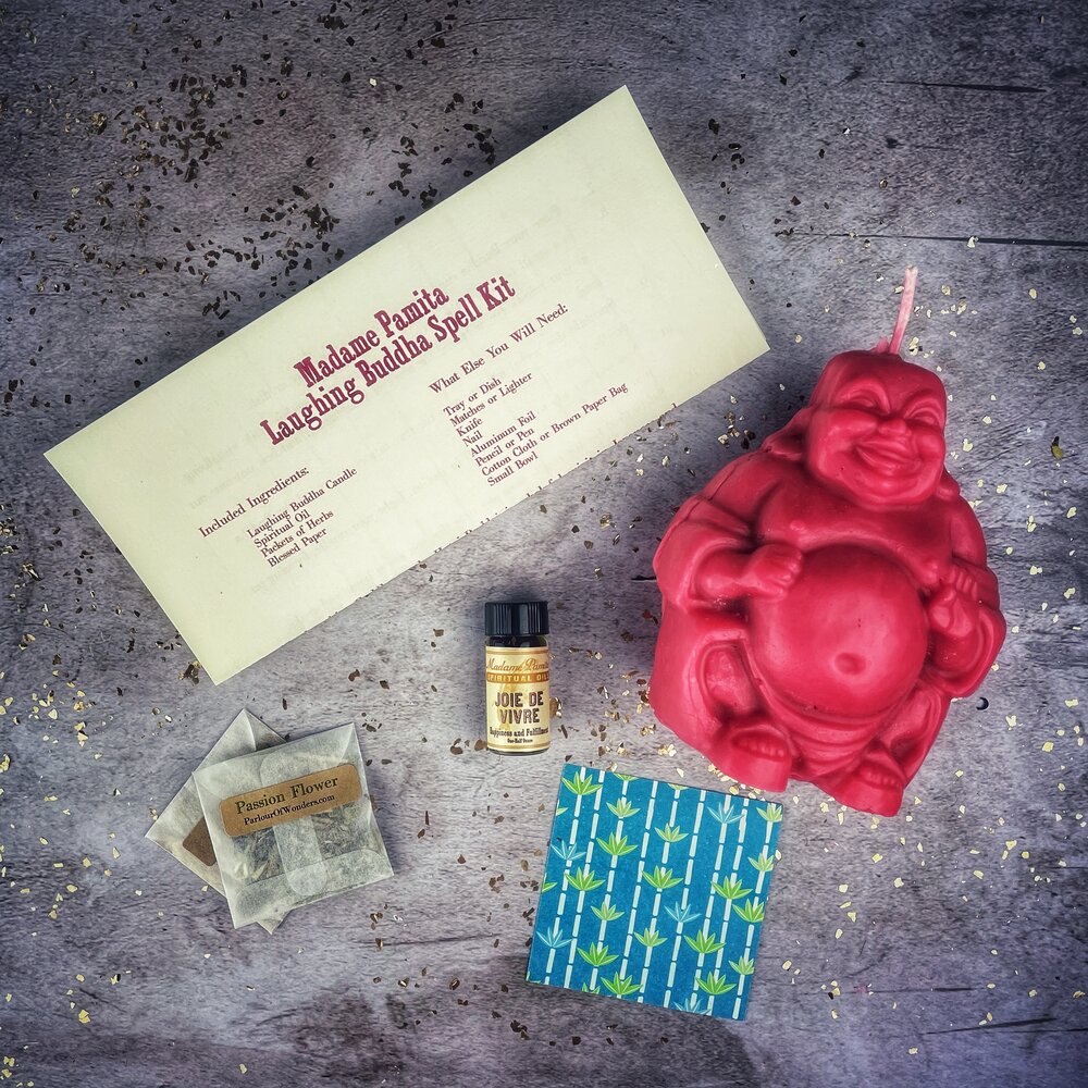 Laughing Buddha Abundance Candle Spell Kit - Wealth, Luck & Prosperity Magic