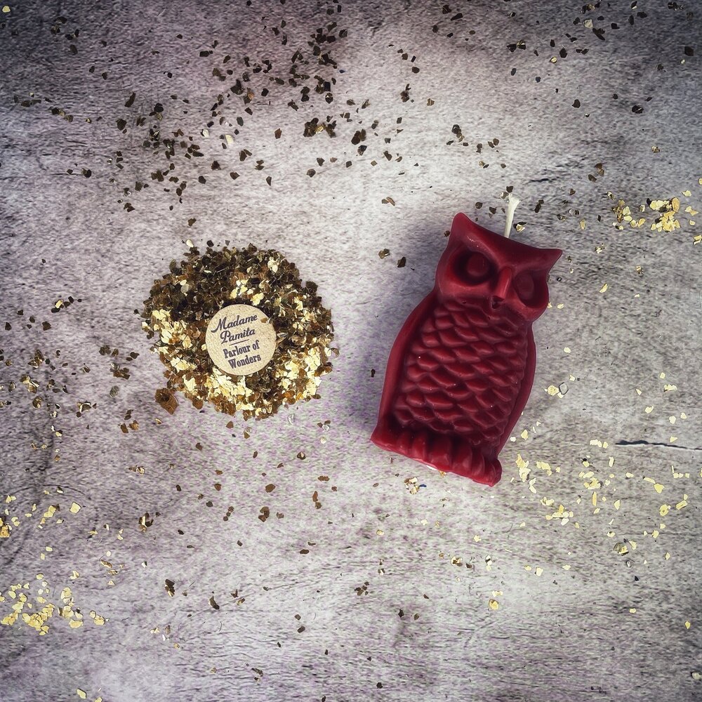 Beeswax Wise Owl Spell Candle - Wisdom & Psychic Awareness Magic